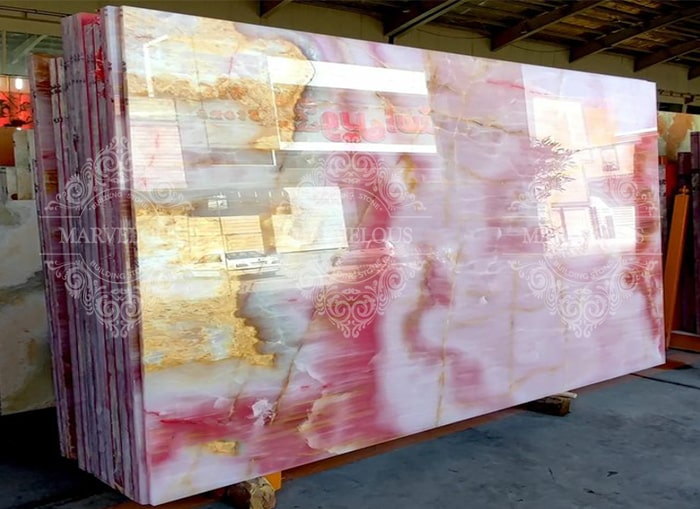 Pink onyx slab for sale